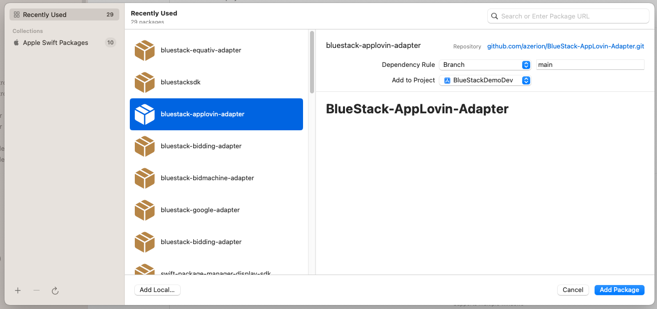 BlueStackAppLovinAdapter Swift Package Search