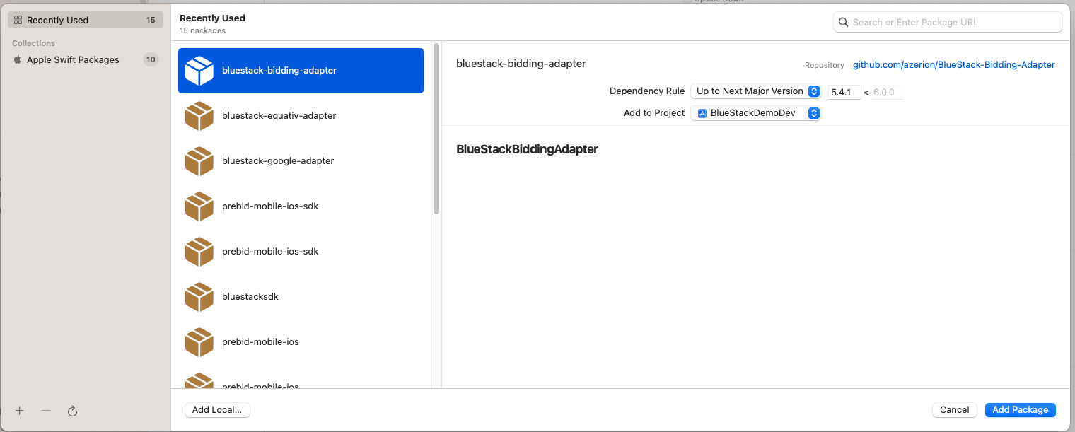 BlueStackBiddingAdapter Swift Package Search