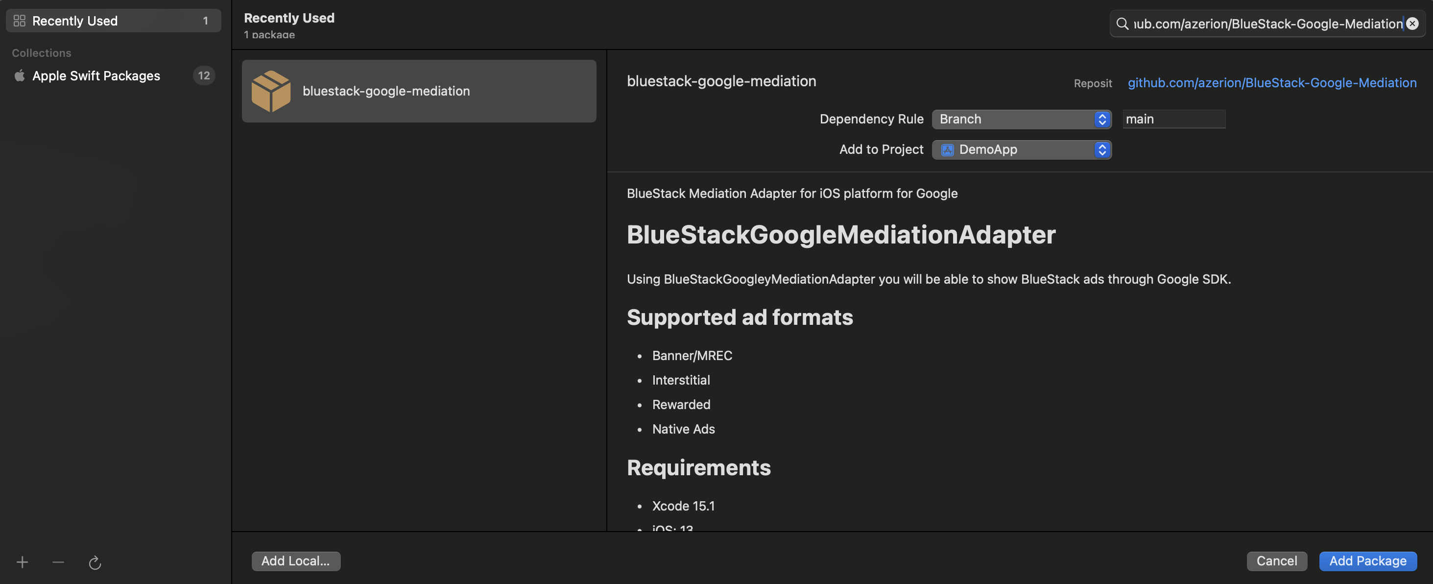 BlueStackGoogleMediationAdapter Swift Package Search