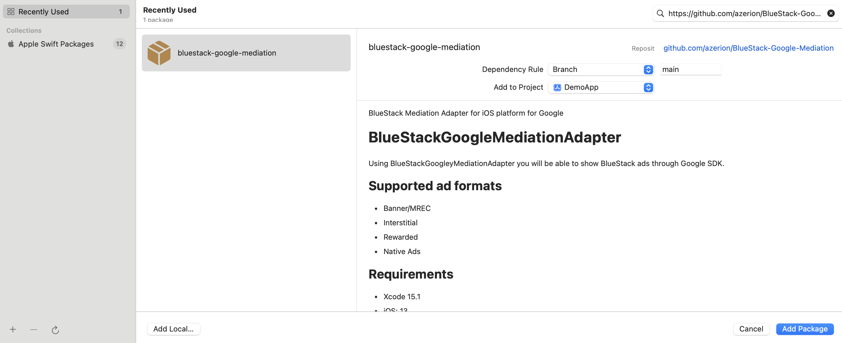 BlueStackGoogleMediationAdapter Swift Package Search