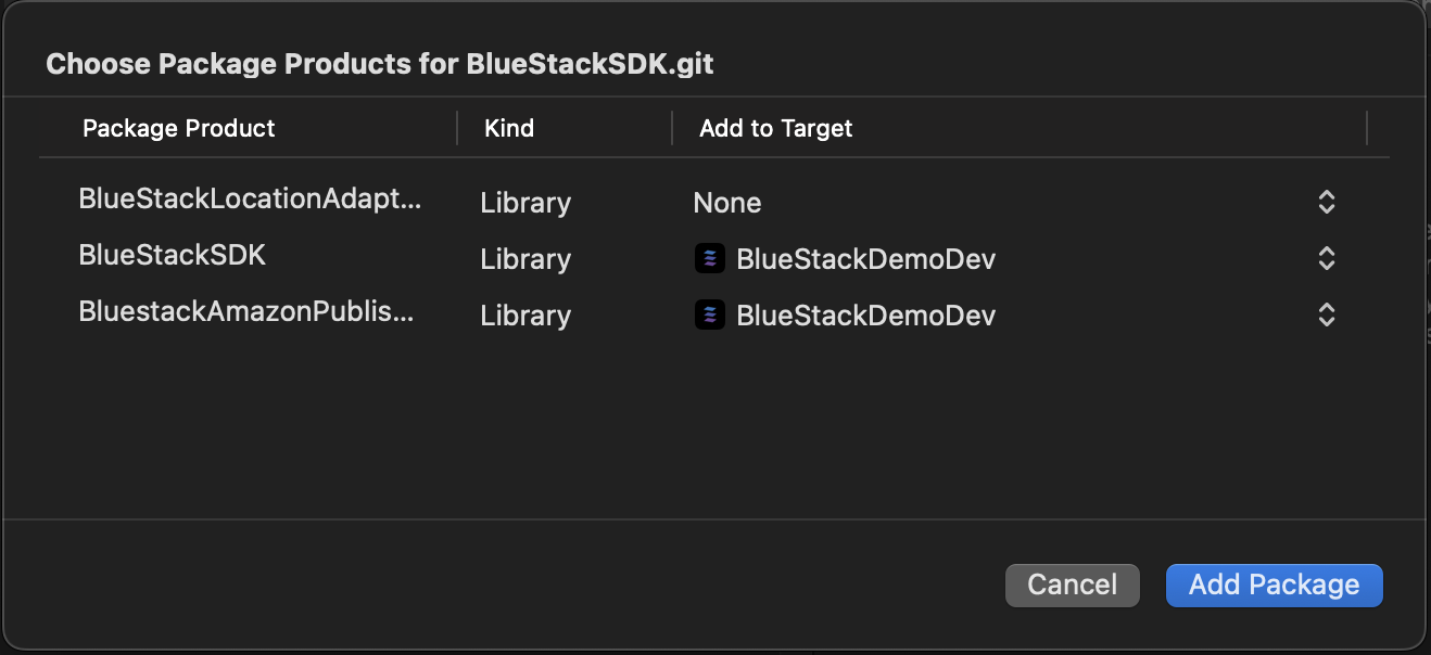 BlueStackSDK mediation adapter list