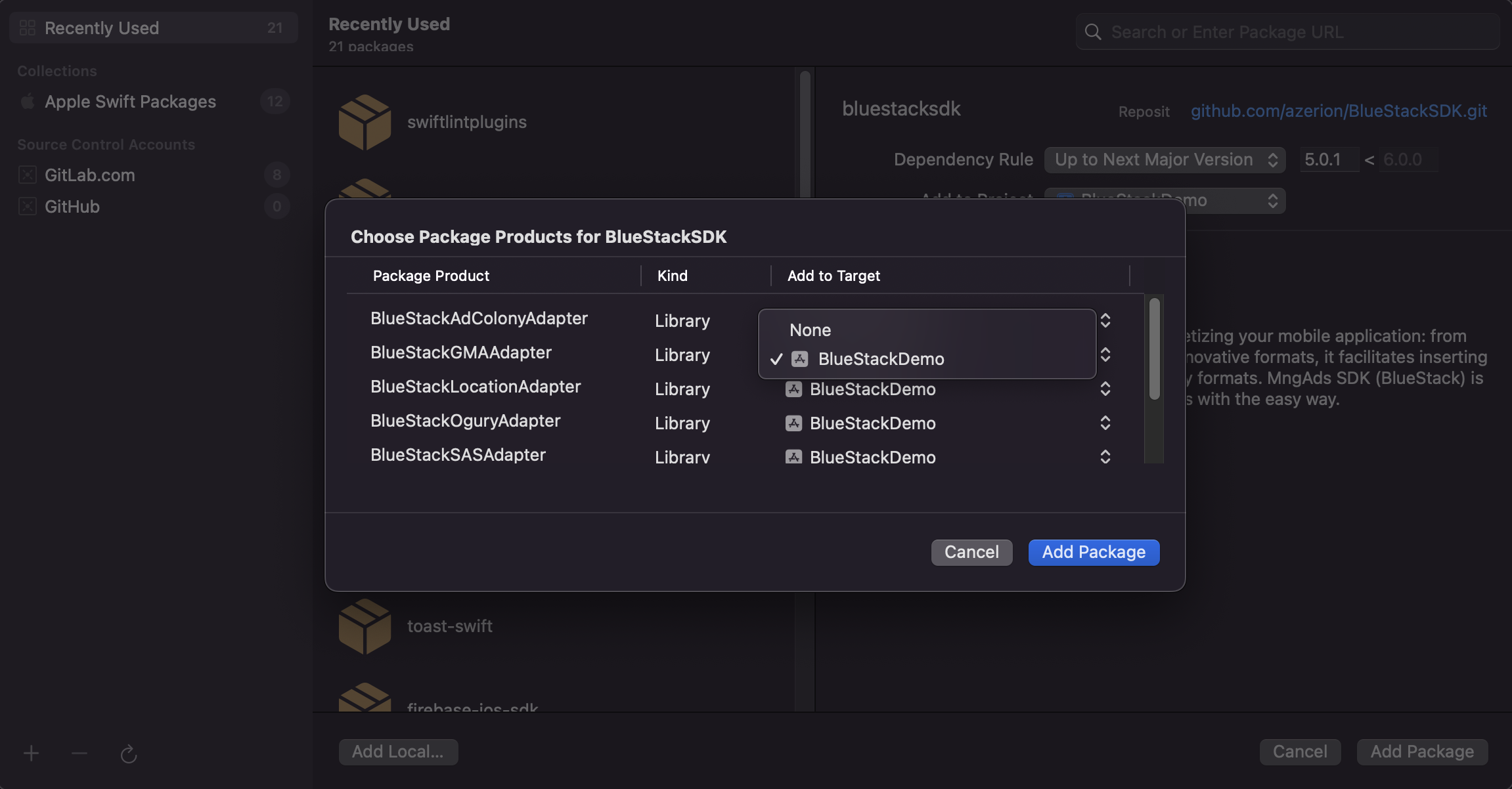 BlueStackSDK mediation adapter list