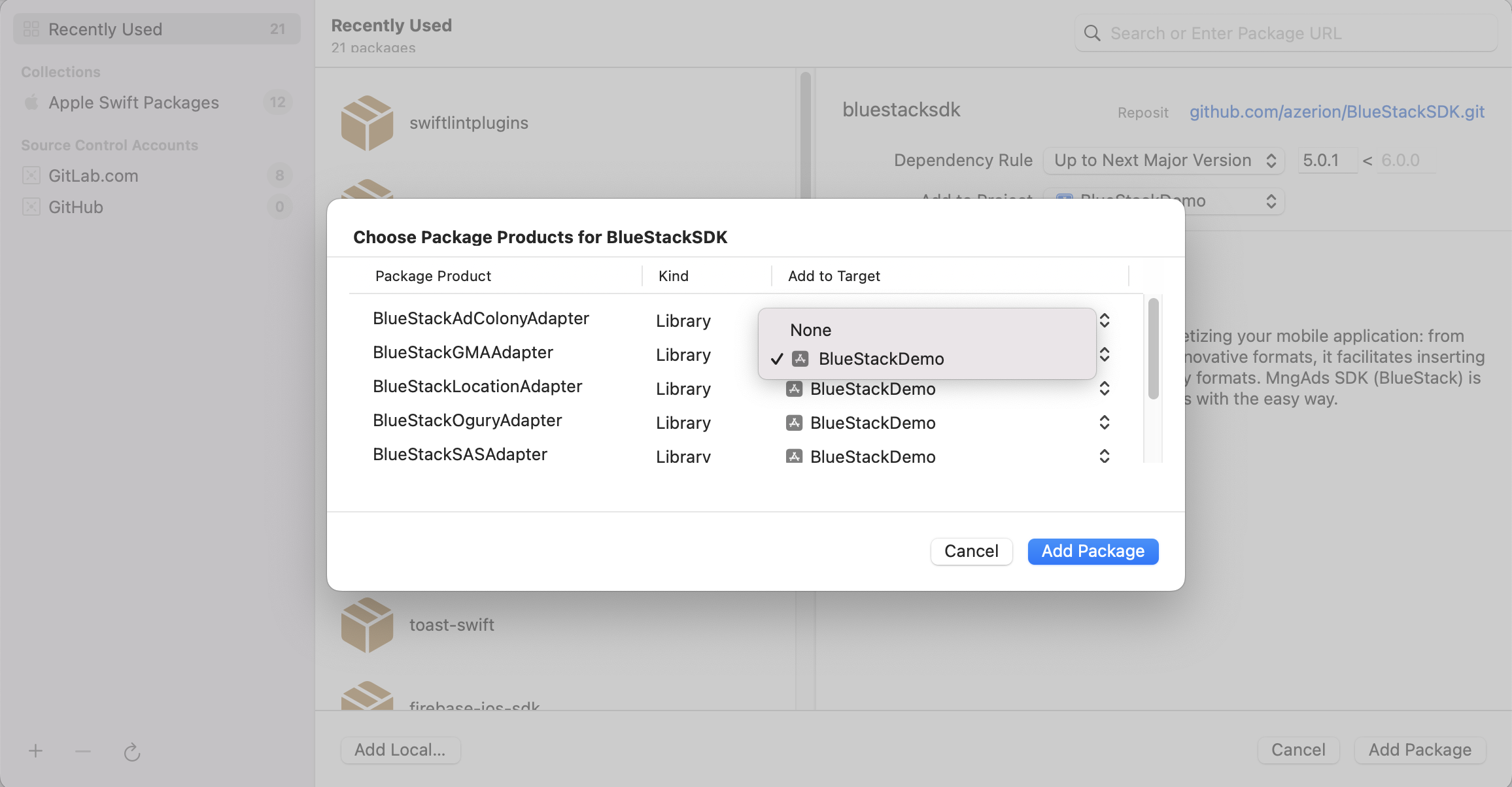 BlueStackSDK mediation adapter list