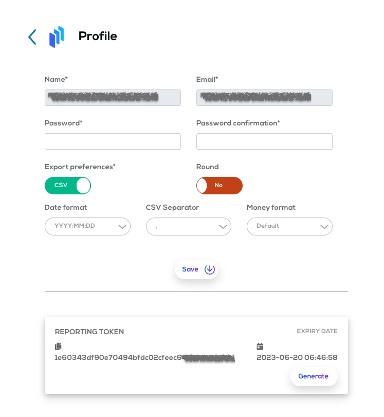 Profile-reporting-token